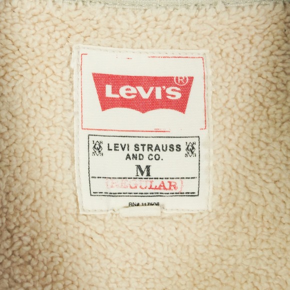 Levis‎ Men's Sherpa Lined Utility Jacket Beige Medium Regular Fit Button Front - Picture 3 of 9